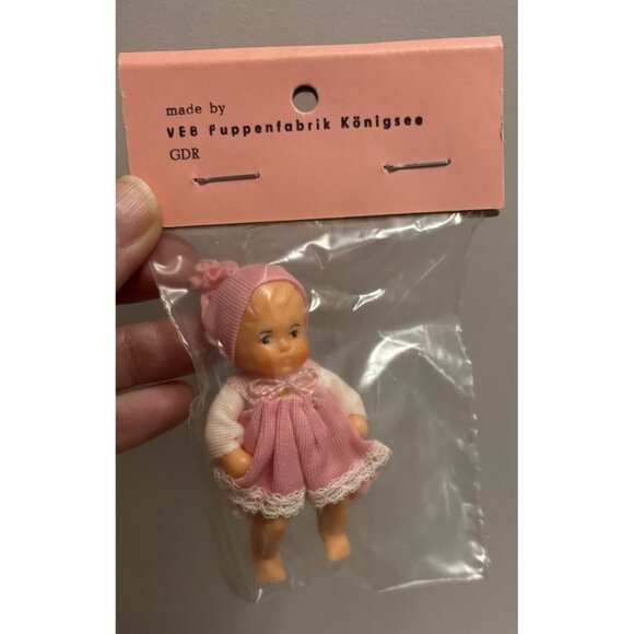 Vintage VEB Puppenfabrik Konigsee GDR 3" Miniature Rubber New In Package - Picture 2 of 4